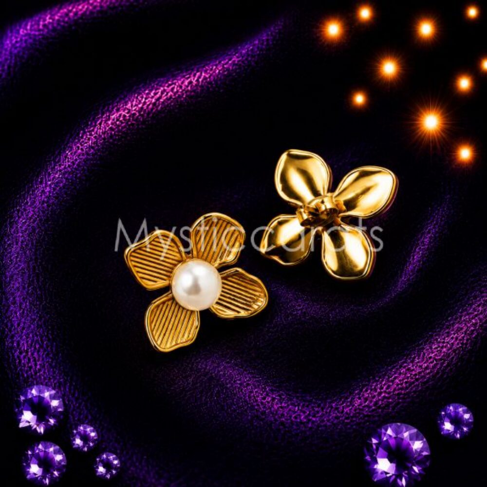 925 sterling silver Pearl Flower Stud Earrings