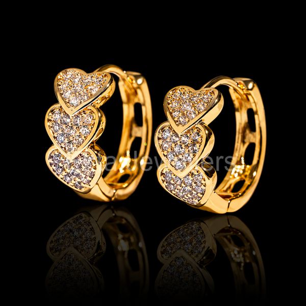 925 sterling silver Triple Heart Hoop Earrings
