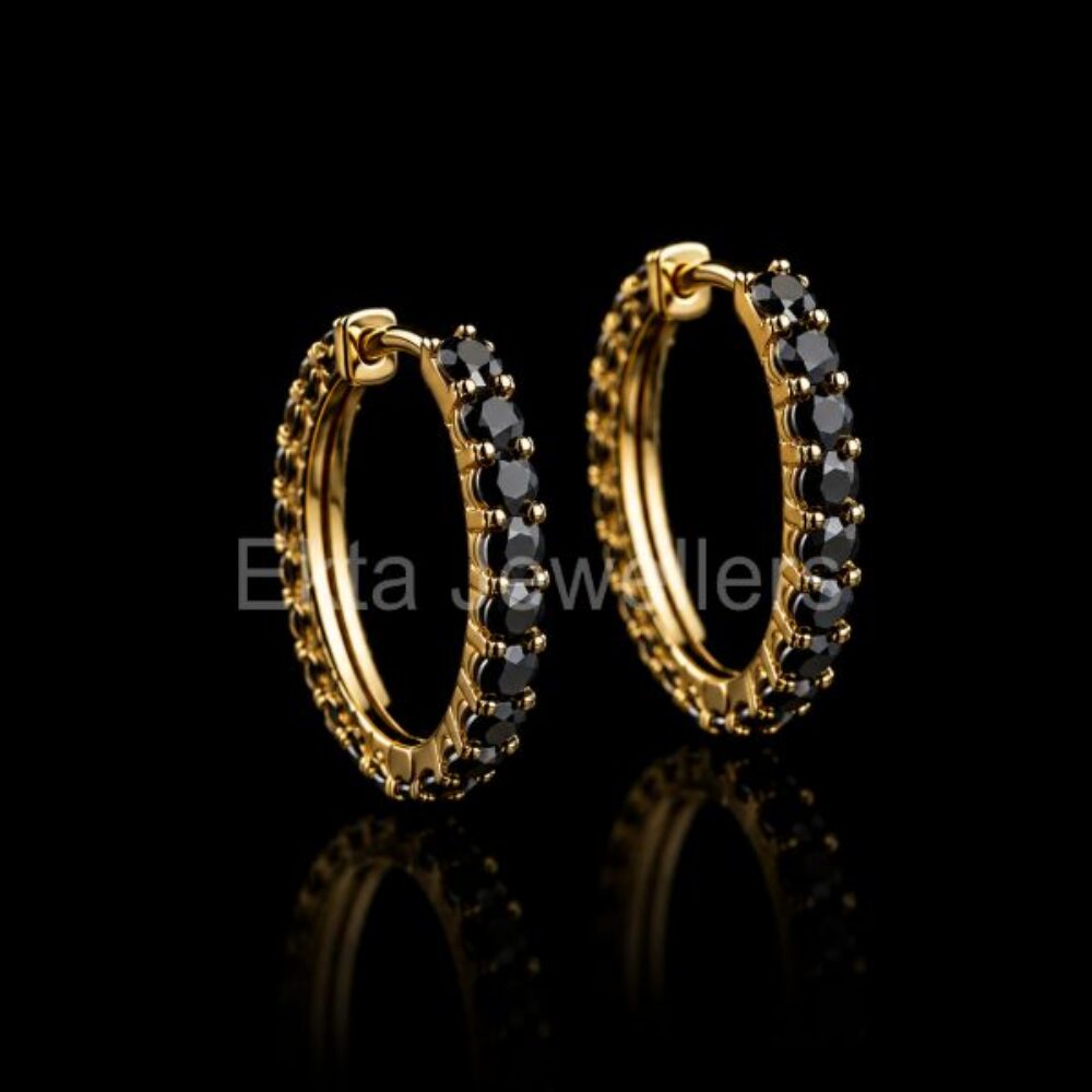 925 sterling silver Black Hoop Earrings