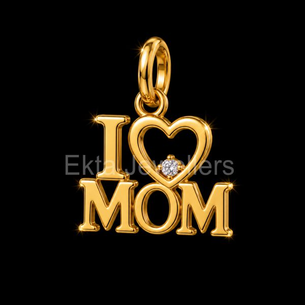 I Love MOM 925 Sterling Silver Heart Pendant