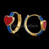 Red Blue Enamel Huggie Hoops Earrings