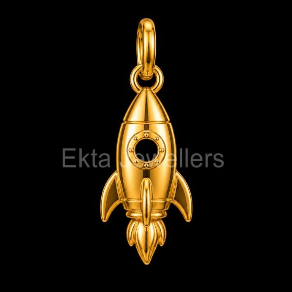 Rocket Ship 925 Sterling Silver Space Pendant