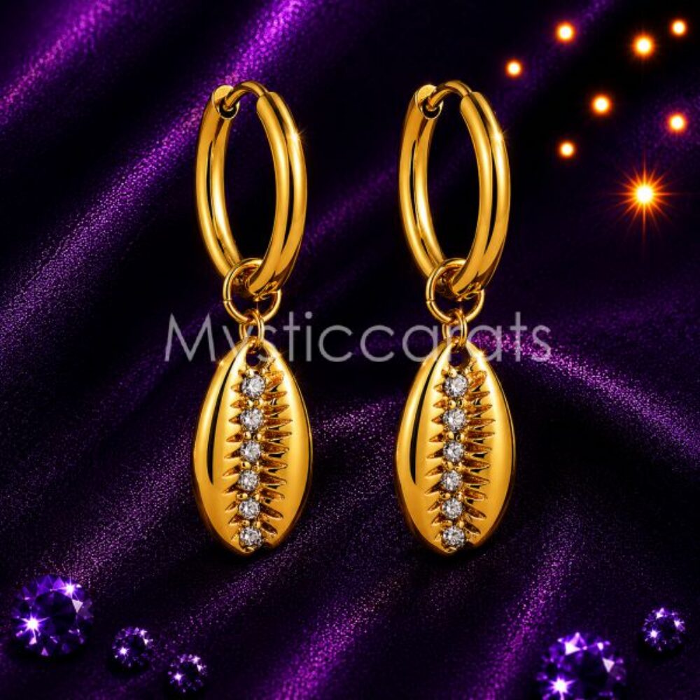 925 sterling silver Cowrie Shell Hoop Earrings