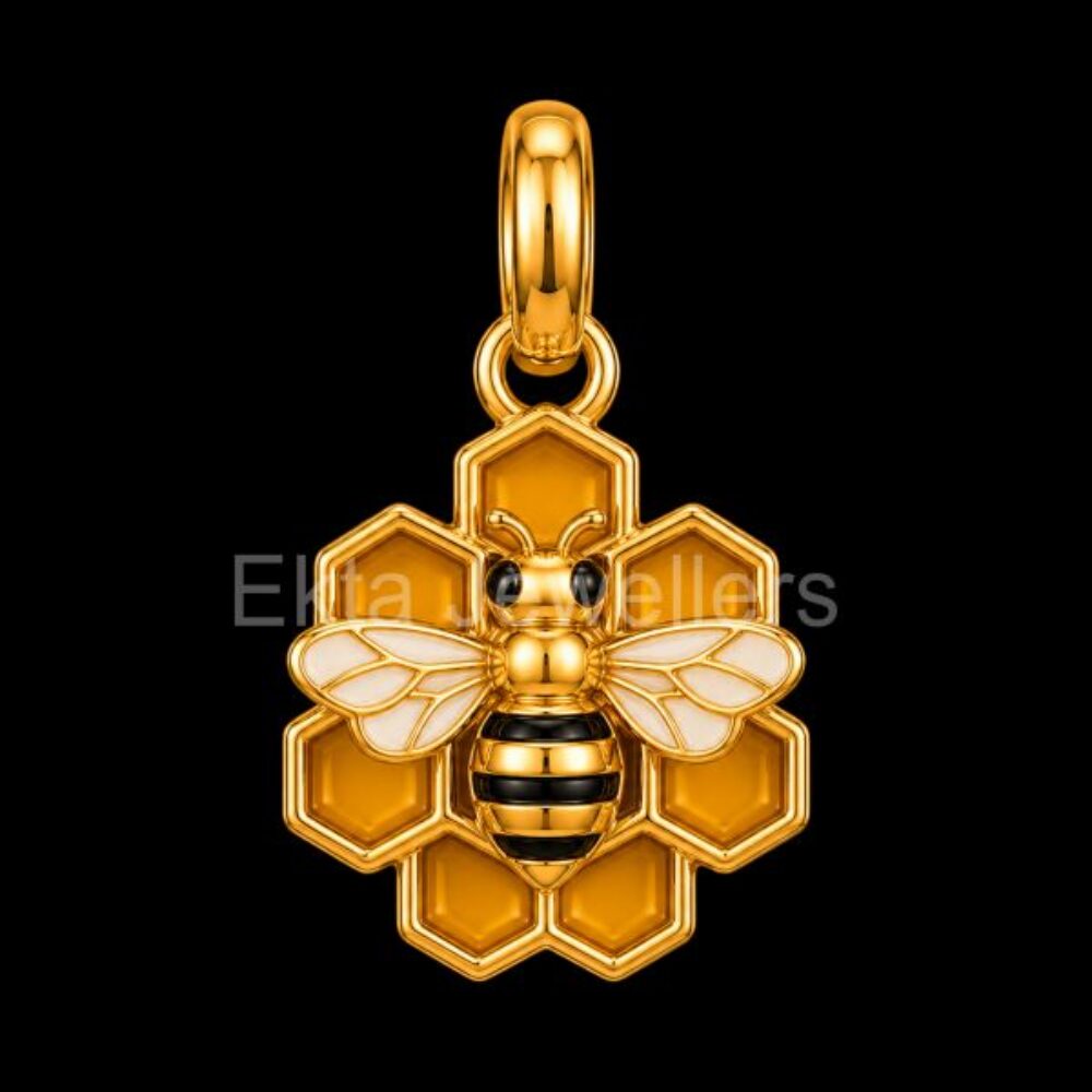 Honeybee on Honeycomb 925 Sterling Silver Pendant