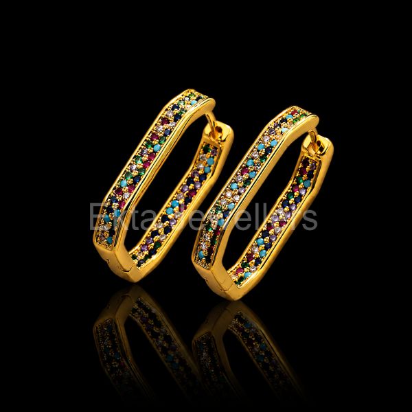 925 Sterling Silver Multicolor Huggie Earrings