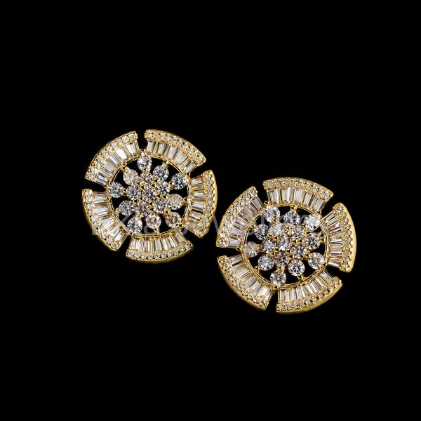 925 Sterling Silver Gold Floral Stud Earrings