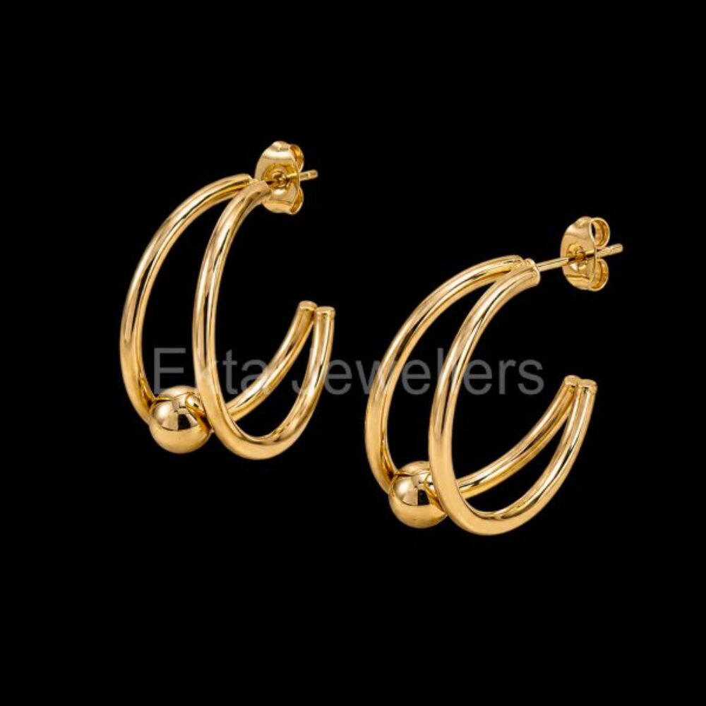 925 sterling silver Double Open Hoop Earring