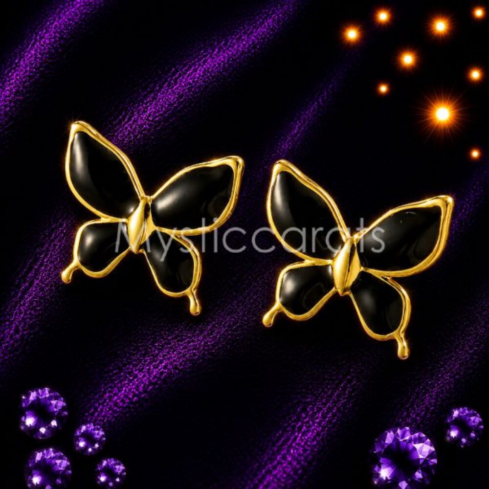 925 sterling silver Black Butterfly Stud Earrings,
