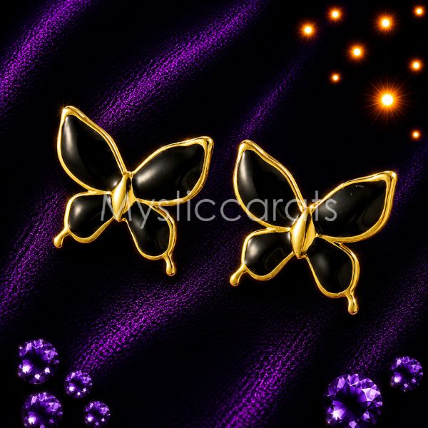 925 sterling silver Black Butterfly Stud Earrings,