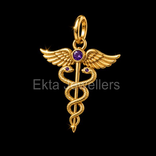 Caduceus Medical Symbol 925 Sterling Silver Pendant