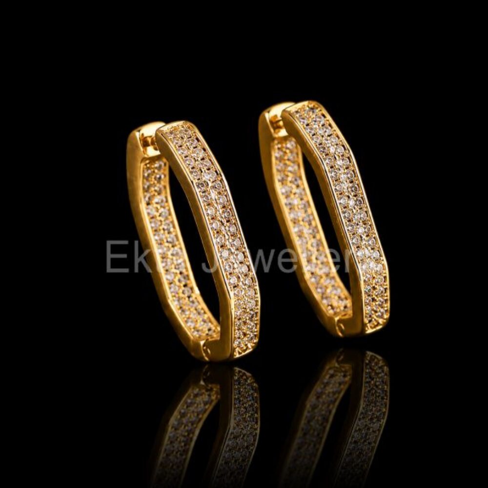Gold Hexagon Hoop Earrings