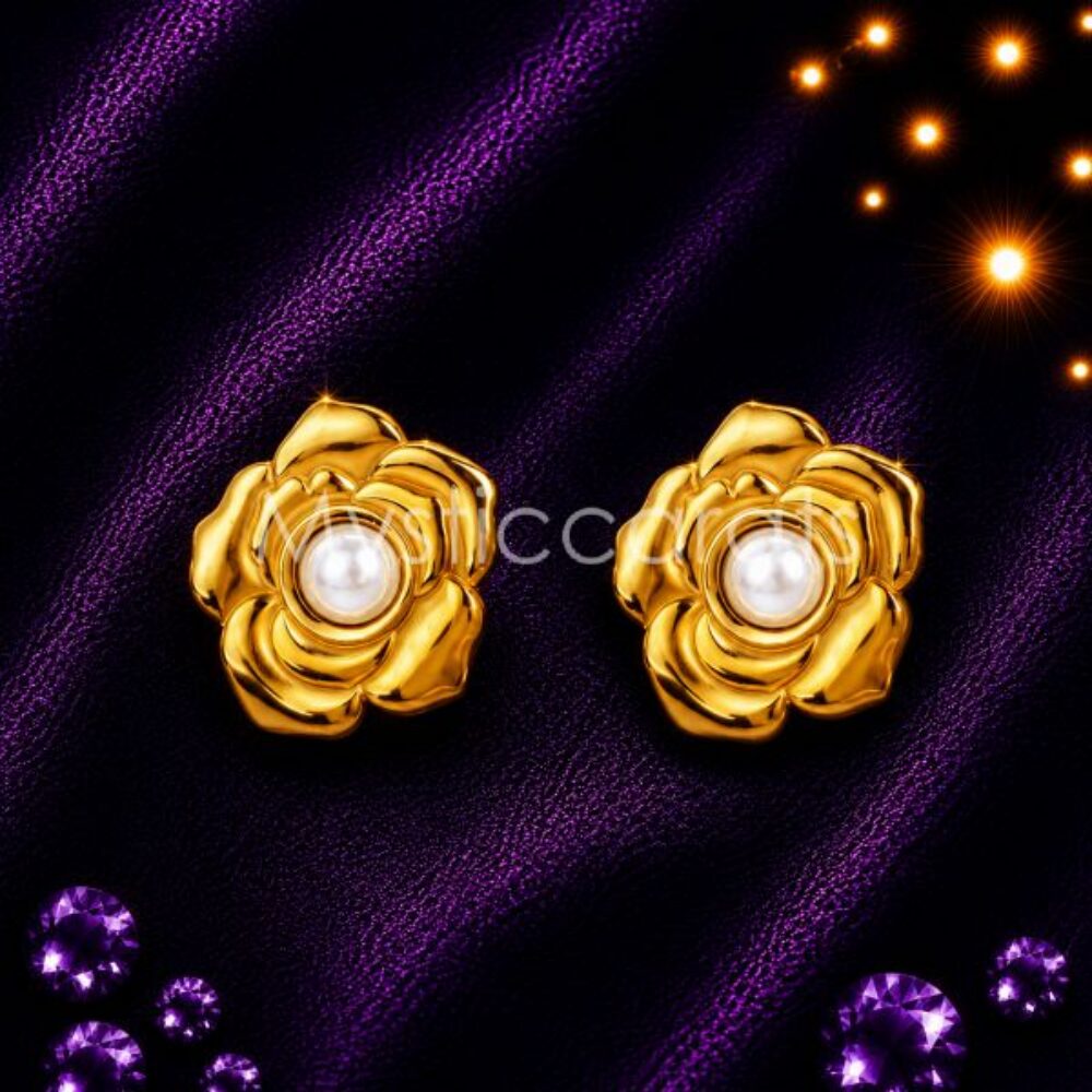 925 sterling silver Pearl Flower Stud Earrings