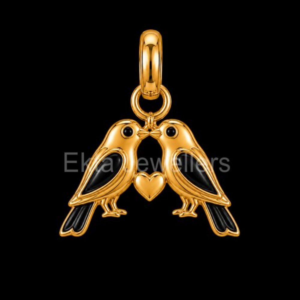 Love Birds Heart 925 Sterling Silver Pendant