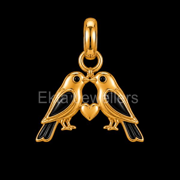 Love Birds Heart 925 Sterling Silver Pendant