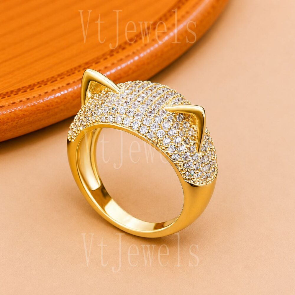 925 Sterling Silver Cat Ring