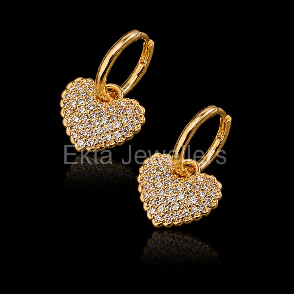Gold Heart Drop Earrings