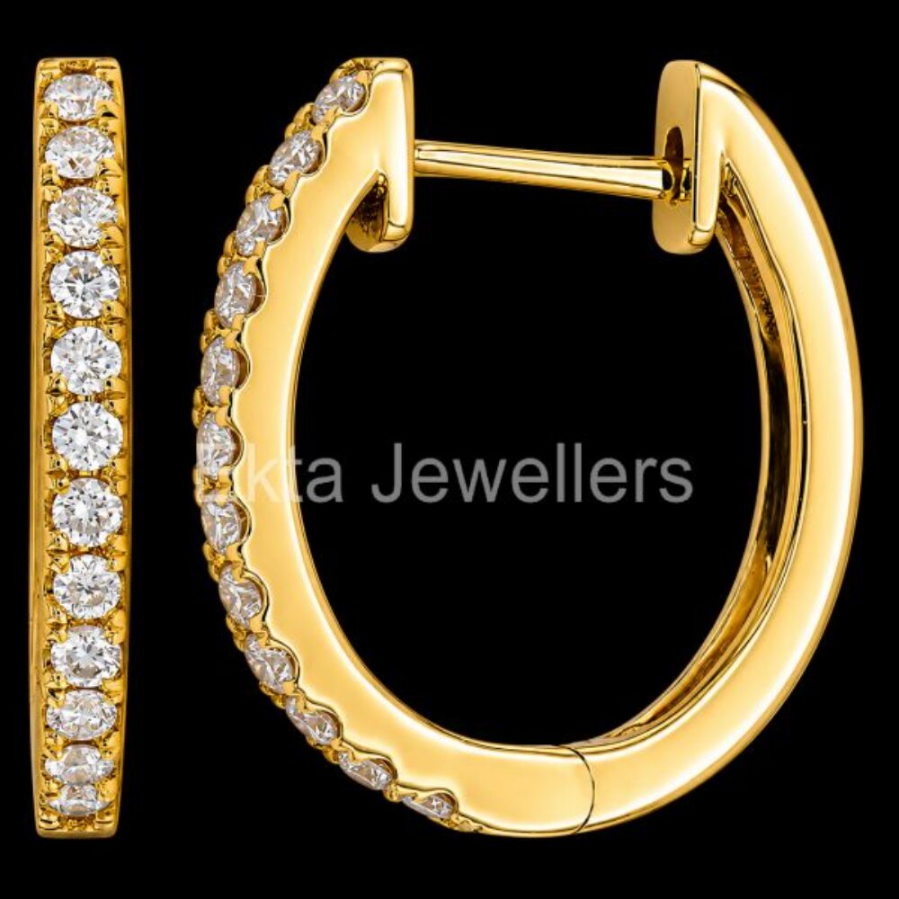 925 sterling silver Gold Diamond Hoop Earrings