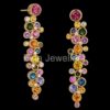 925 Sterling Silver Multi Gemstone Dangle Earrings