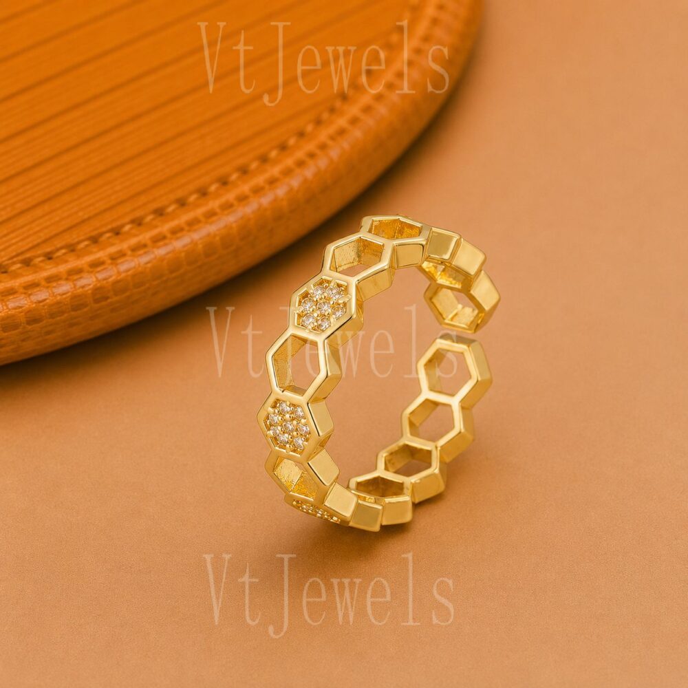 925 Sterling Silver Honeycomb Ring