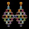 925 Sterling Silver Multi Gemstone Cross Dangle Earrings