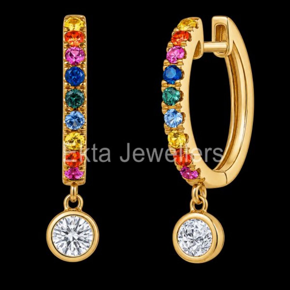 925 Sterling Silver Rainbow Hoop Earrings