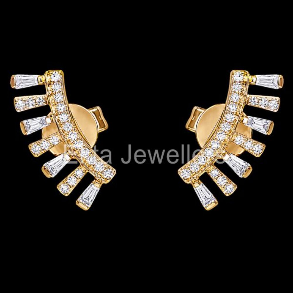 925 Sterling Silver Curved Fan Stud Earrings