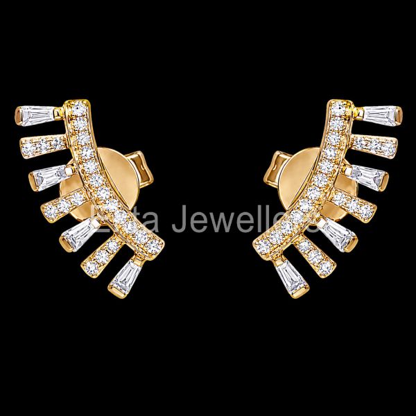 925 Sterling Silver Curved Fan Stud Earrings