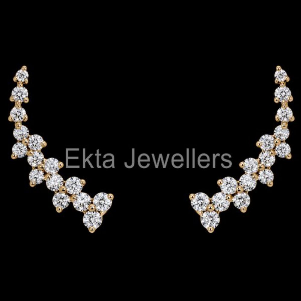 925 Sterling Silver Curved Climber Earrings