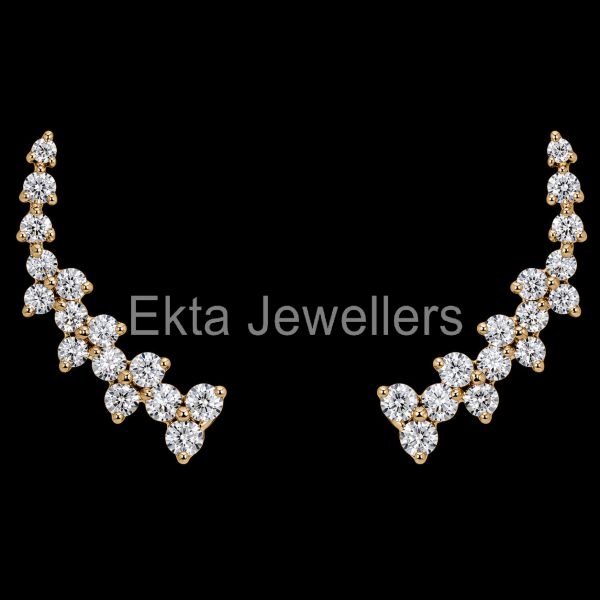 925 Sterling Silver Curved Climber Earrings