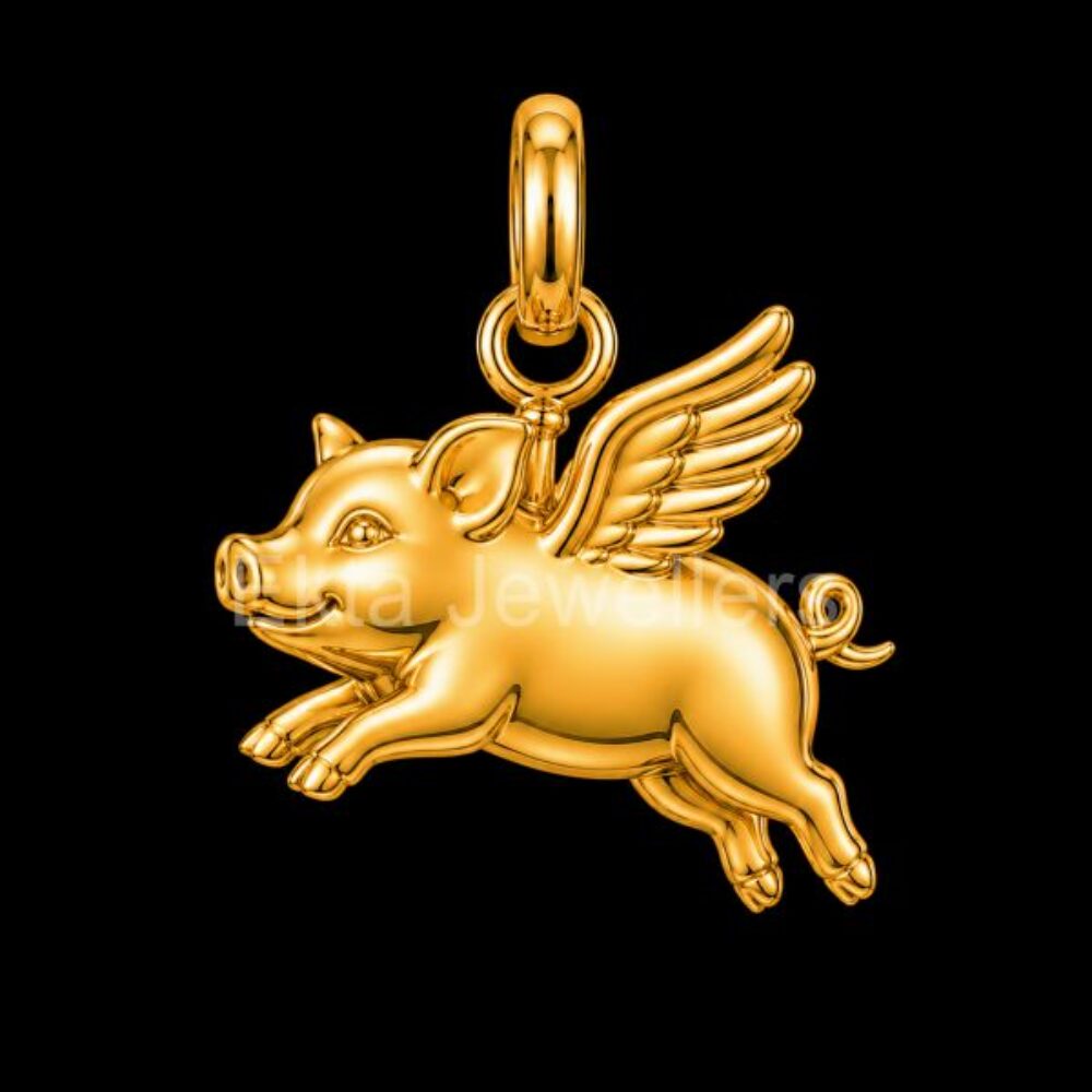 Flying Pig Pendant 925 Sterling Silver