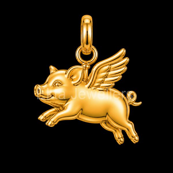 Flying Pig Pendant 925 Sterling Silver