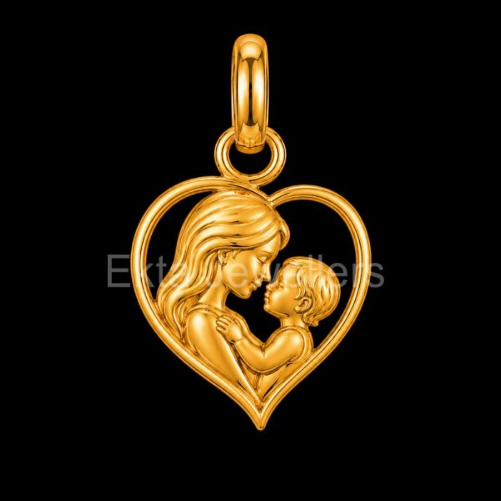 925 Sterling Silver Mother & Child Heart Pendant