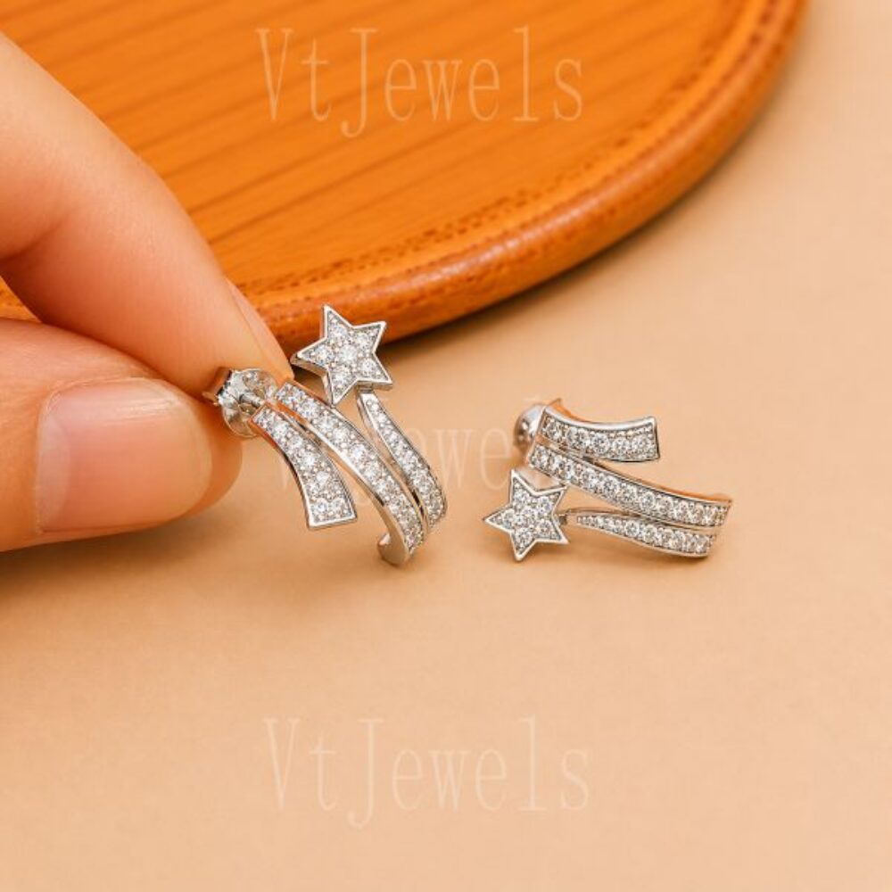 925 Sterling Silver Star Climber Earrings
