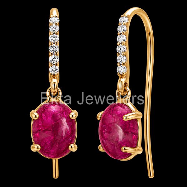 925 Sterling Silver Ruby Drop Earrings