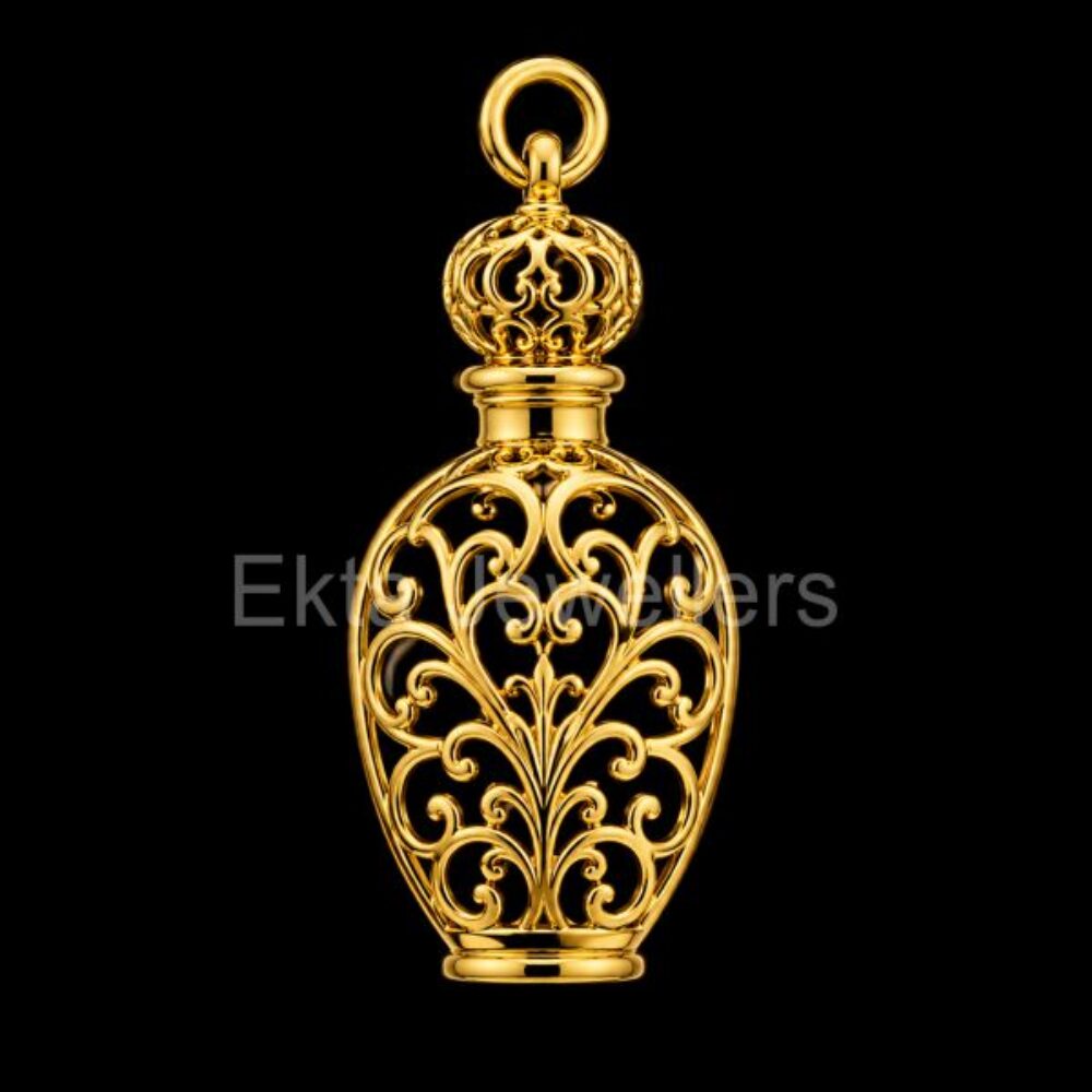 Filigree Perfume Bottle Pendant 925 Sterling Silver