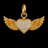 925 Sterling Silver Iced-Out Angel Wing Heart Pendant