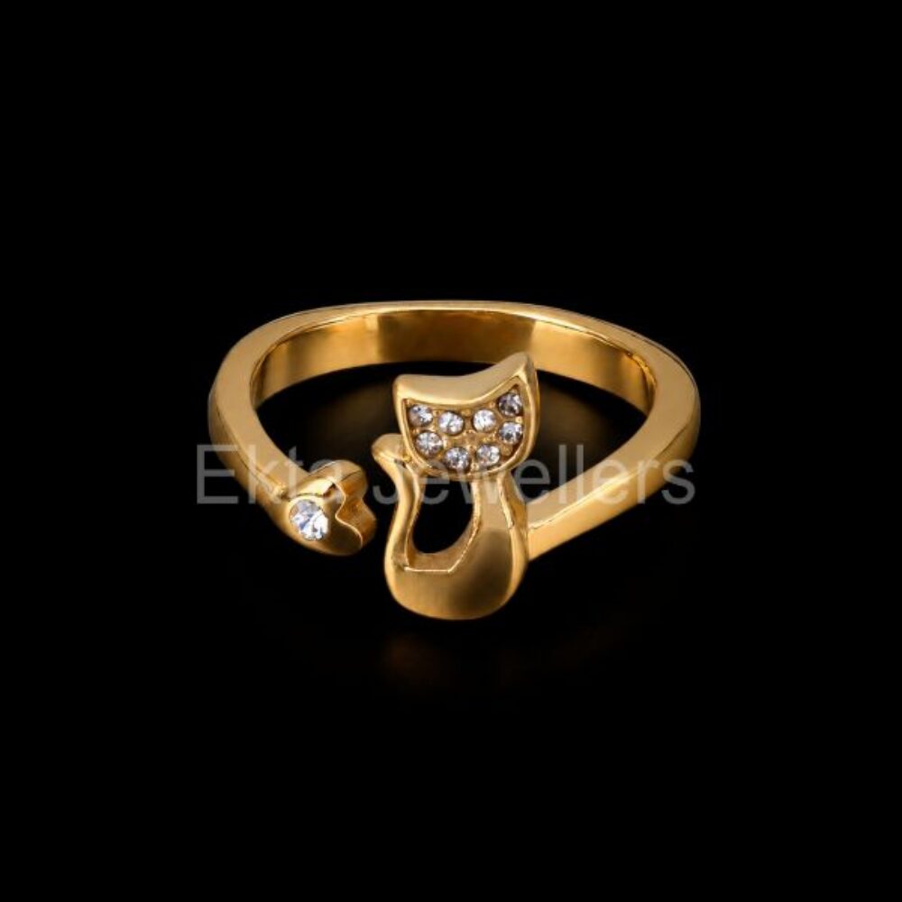 925 sterling silver Gold Cat Ring