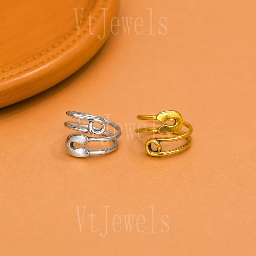 925 Sterling Silver Safety Pin Ring