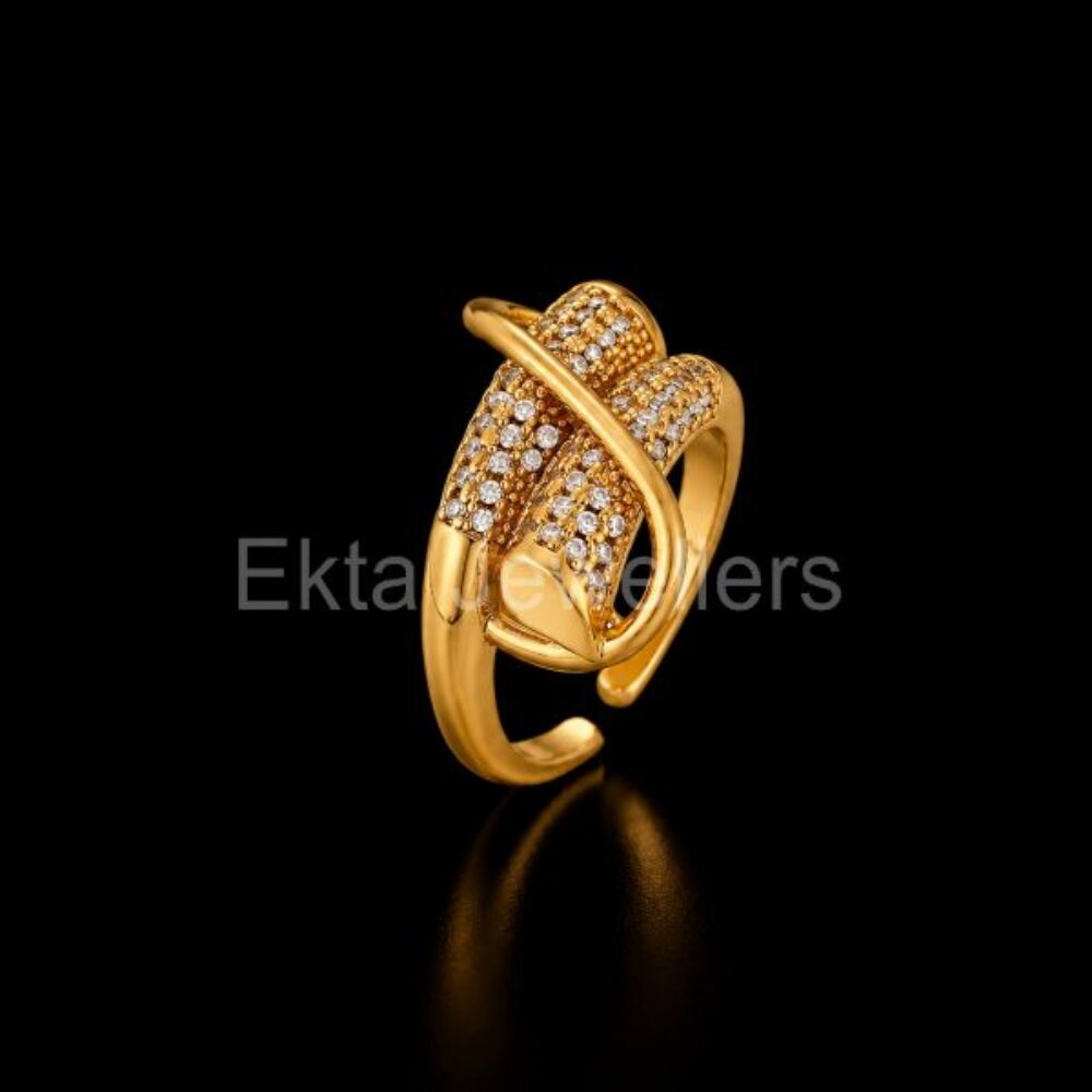 925 Sterling Silver Gold Criss Cross Ring