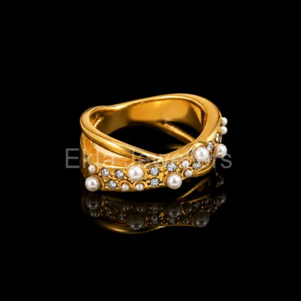 925 Sterling Silver Pearl Wave Ring