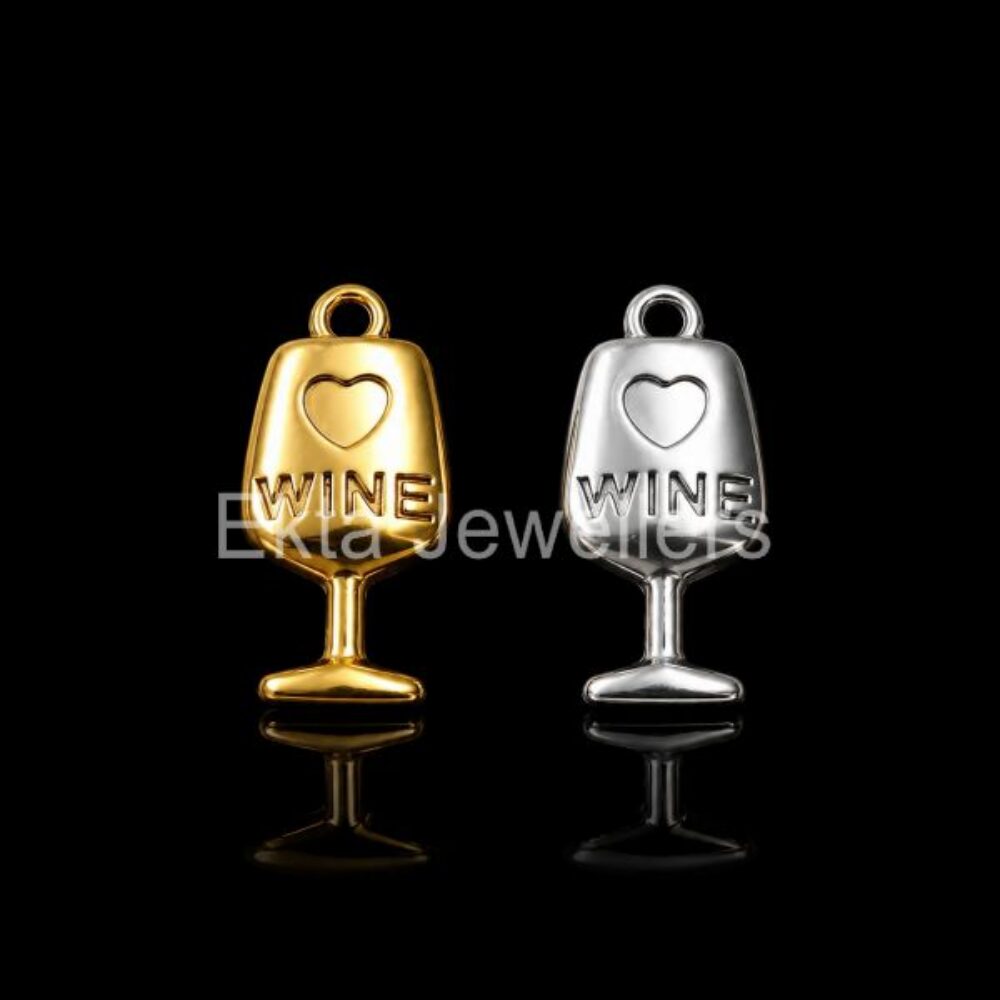 One Pcs 925 Sterling Silver Wine Glass Charm