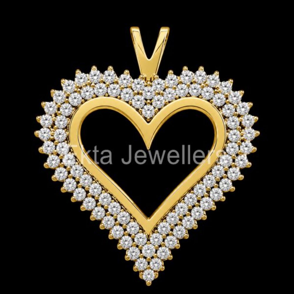 925 Sterling Silver Double Halo Heart Pendant