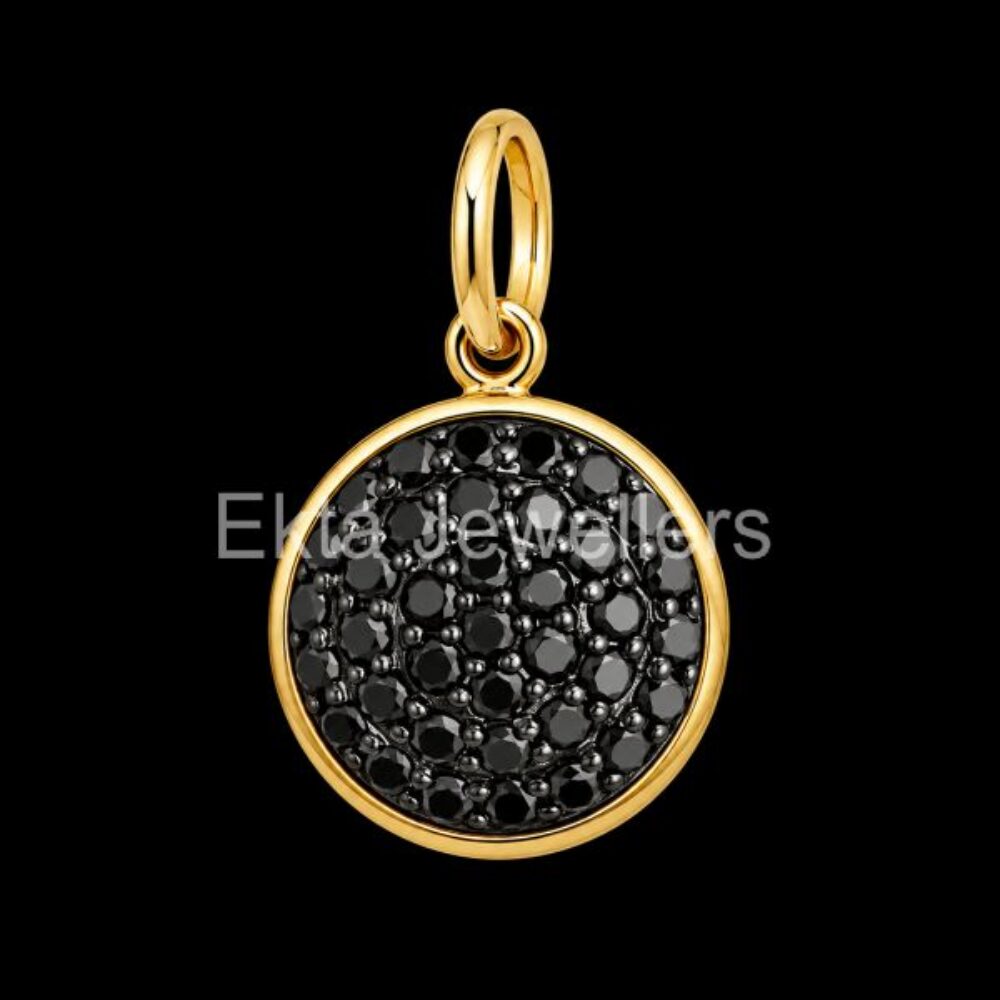 925 Sterling Silver Black Disc Pendant