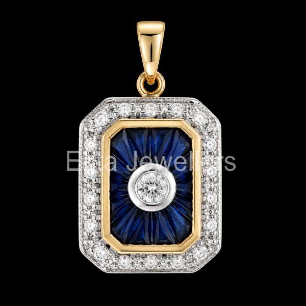 925 Sterling Silver Blue Enamel Pendant