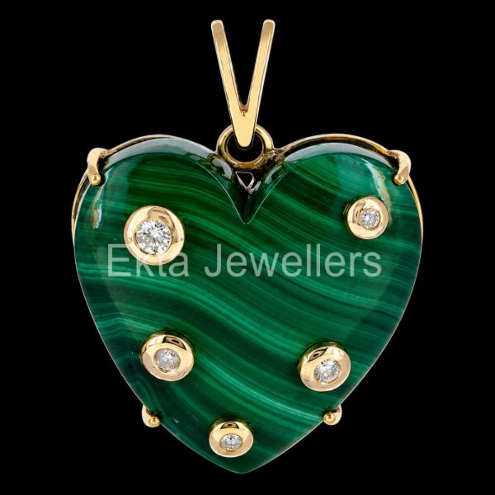 925 Sterling Silver Malachite Heart Pendant
