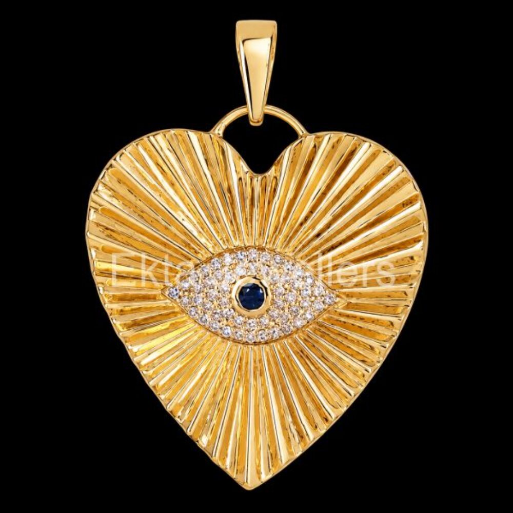 925 Sterling Silver Evil Eye Heart Pendant