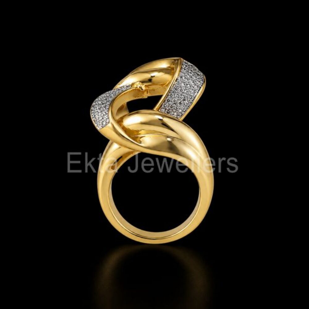 925 Sterling Silver Two Tone Crossover Ring