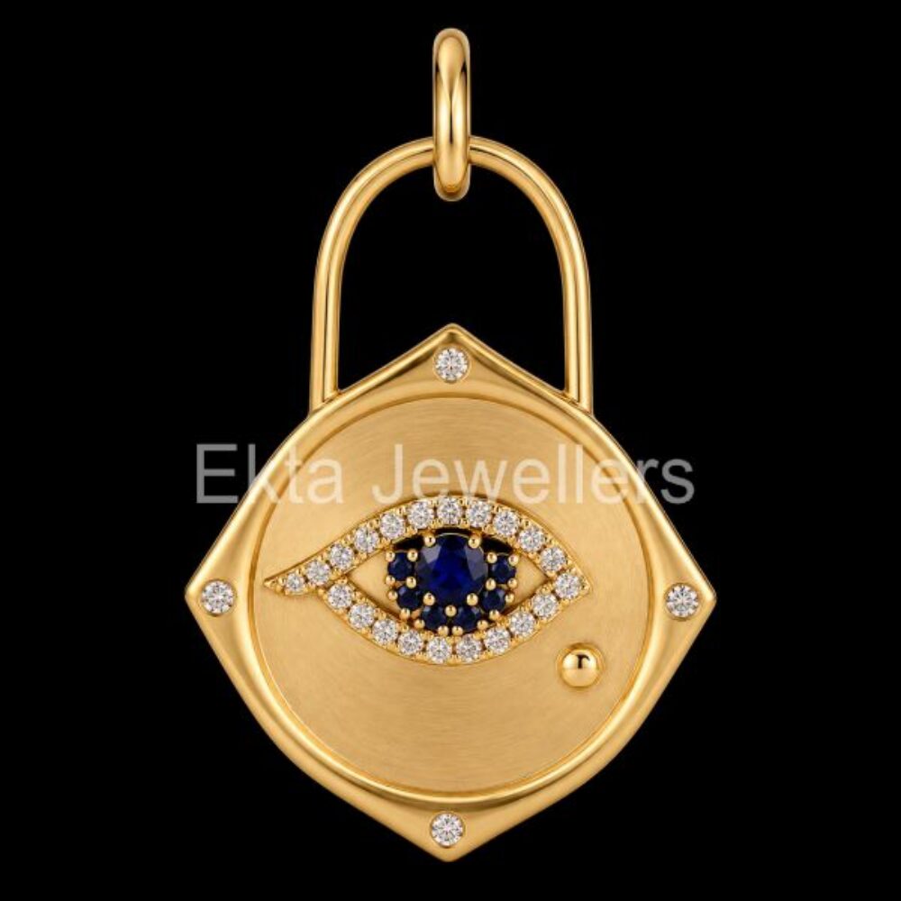 925 Sterling Silver Evil Eye Padlock Pendant