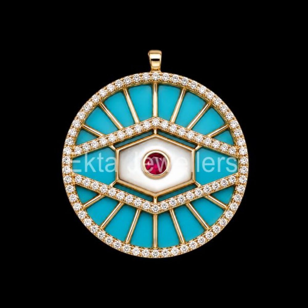 925 Sterling Silver Evil Eye Turquoise Pendant