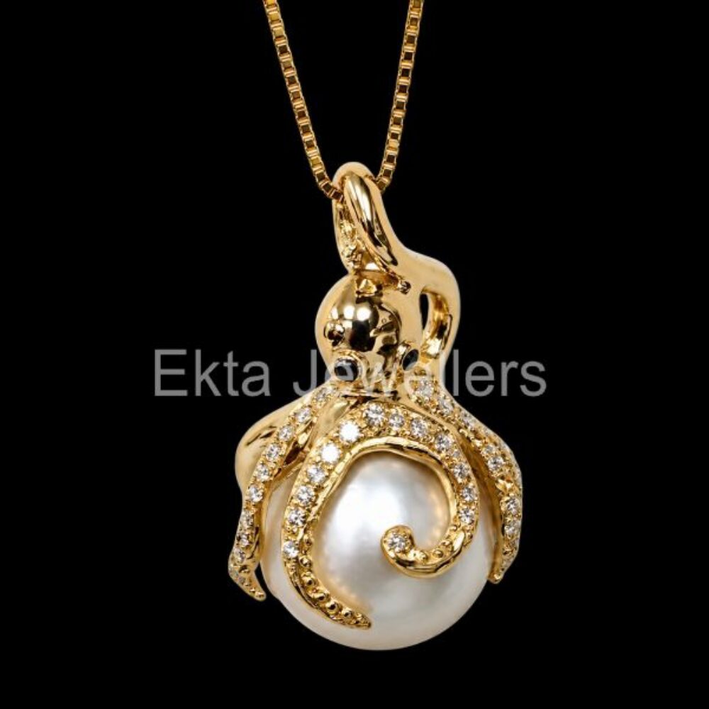 925 Sterling Silver Pearl Octopus Pendant